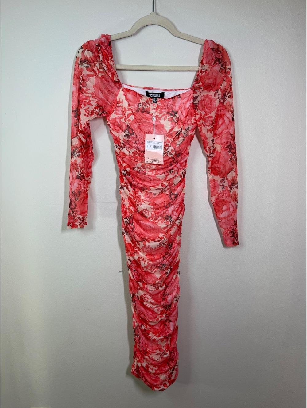 NWT Missguided Floral Ruched Midi Dress small